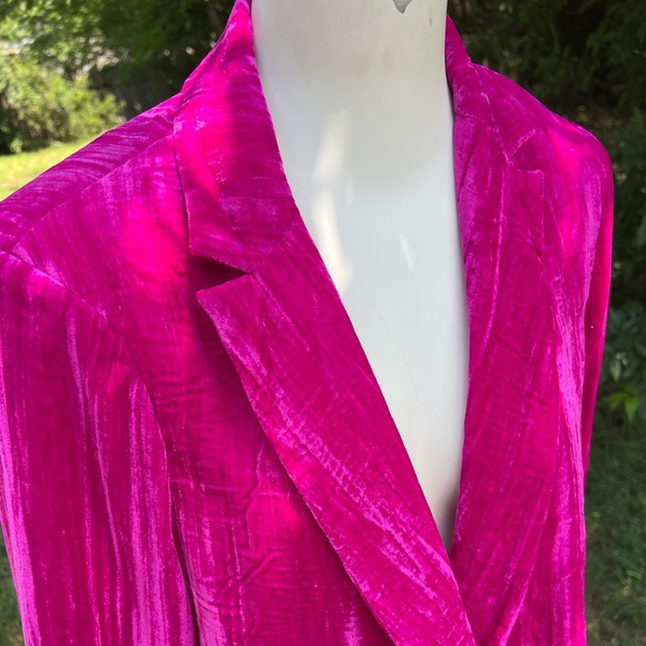 NWT Nasty Gal Crushed Velvet Co-Ord Single Breasted Blazer Pink Size 10 - Picture 2 of 7